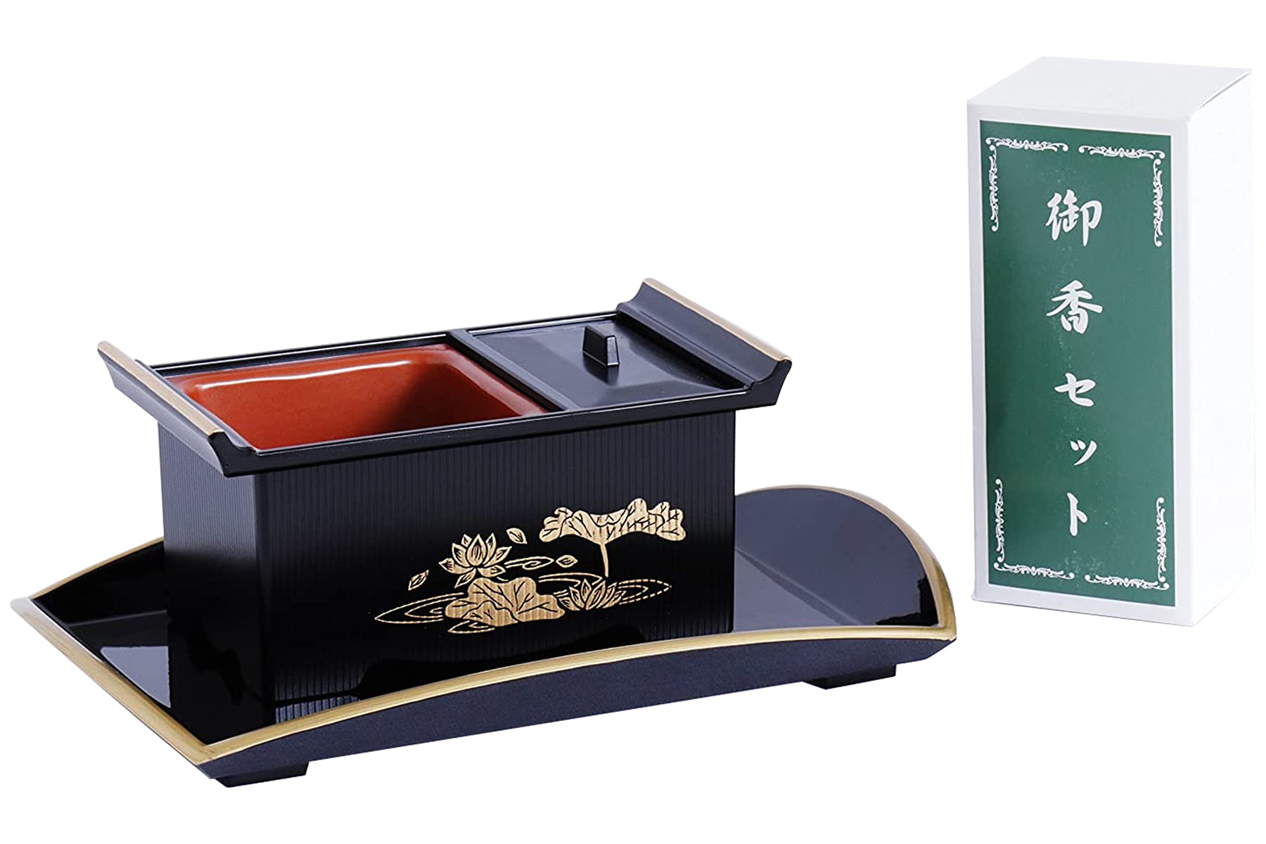 Yamakou Набор из 5 подносов для благовоний с обратной черной буддийской алтарной курильницей Поднос для благовоний Набор для благовоний Благовония Благовония