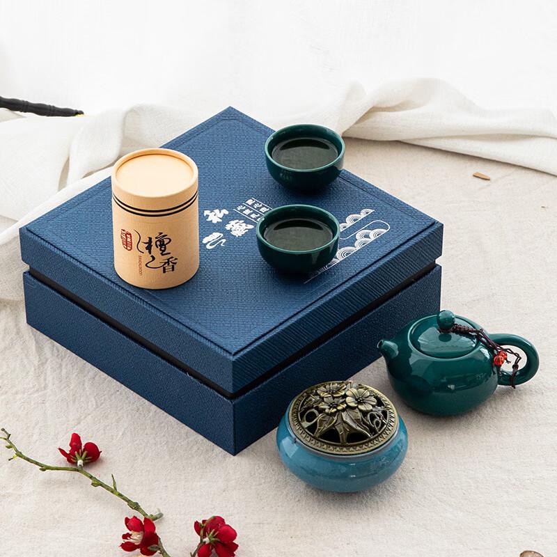 Китайский селадоновый керамический чайный набор с курильницей для благовоний